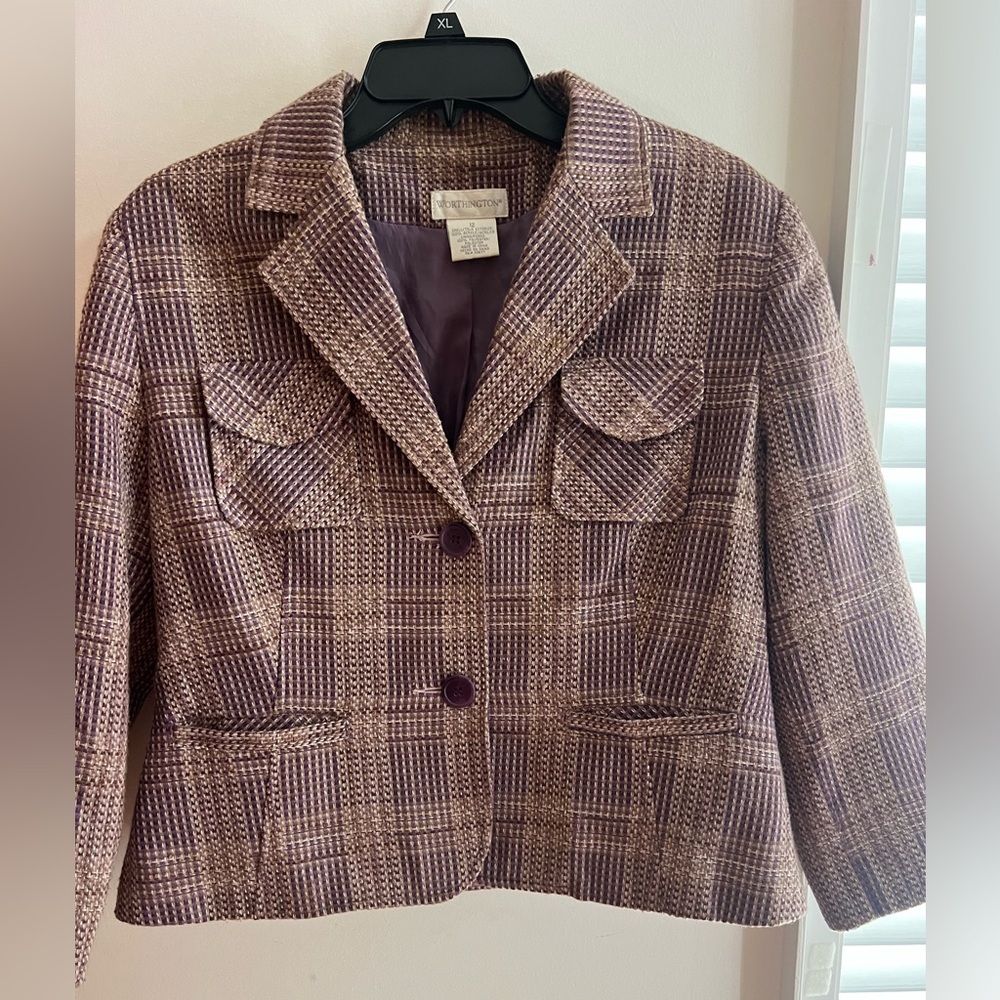Chic Plaid Women's Jacket - Purple